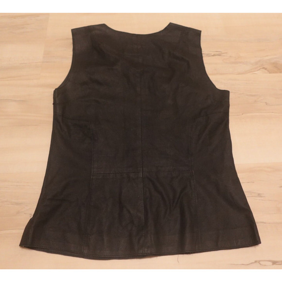 SAS Sportswear Women 2 Top Leather Sleeveless Round Neck Black - Picture 2 of 5